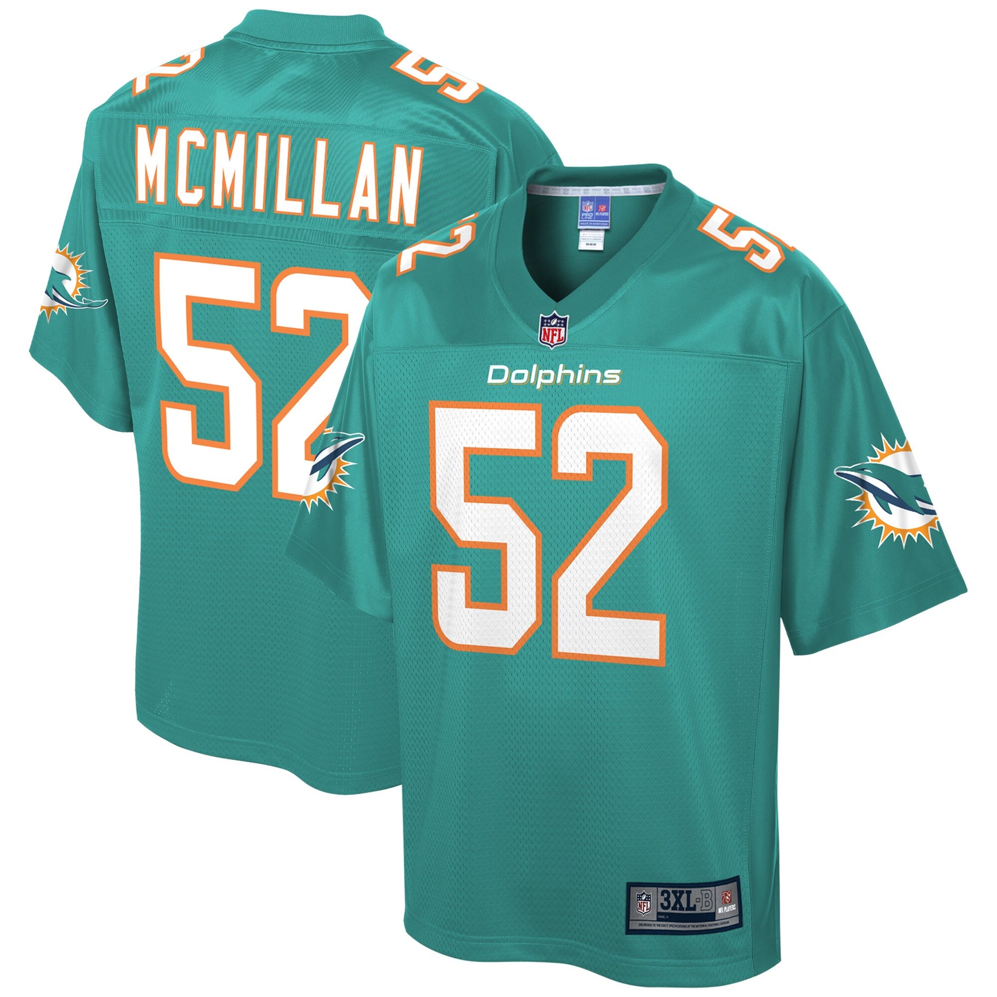 Miami Dolphins Raekwon Mcmillan Pro Line Big & Tall Aqua Football Jersey product image