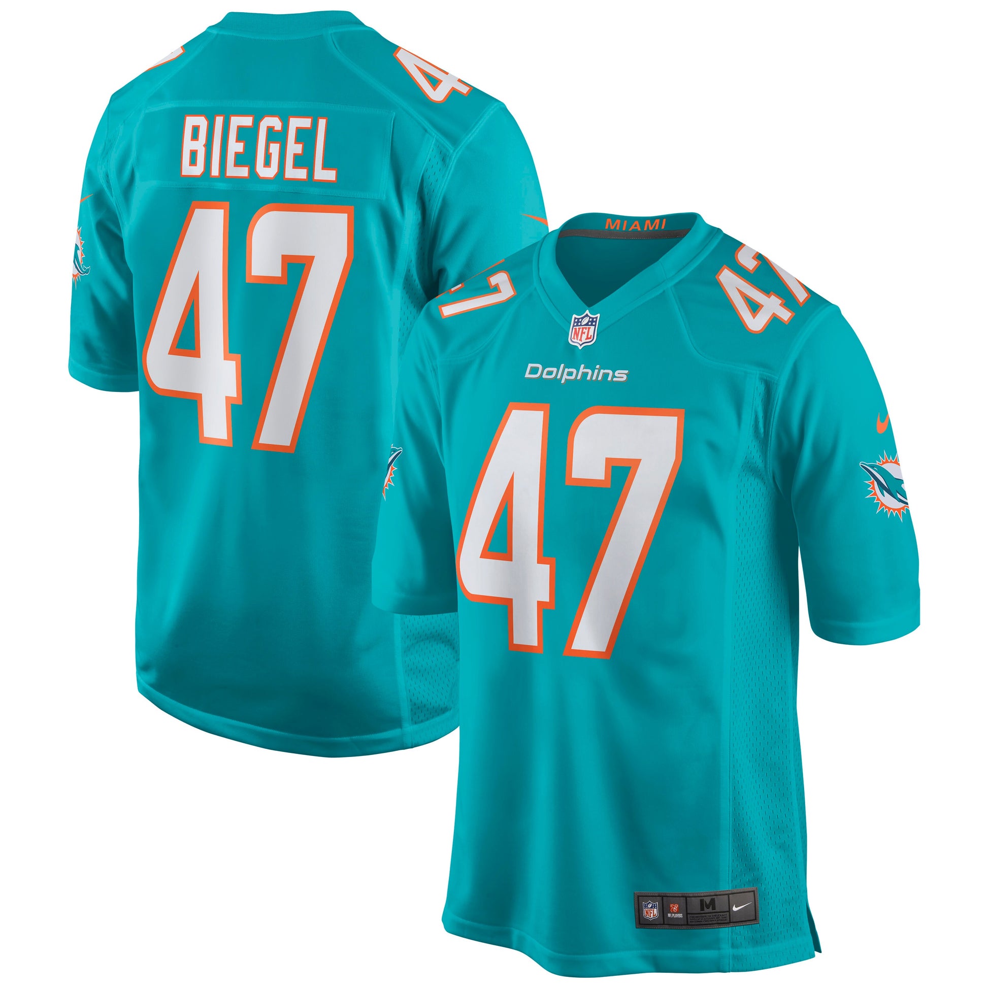 Miami Dolphins Vince Biegel Game Aqua Football Jersey product image