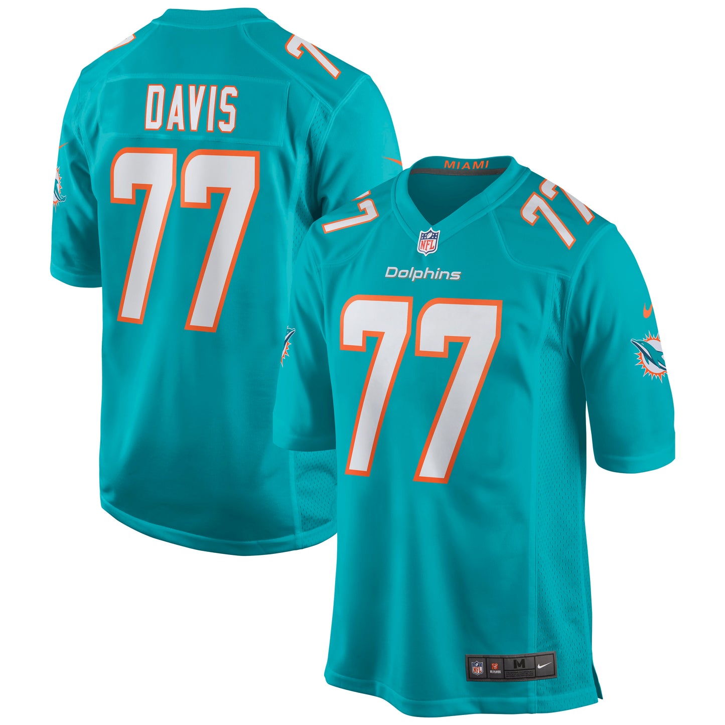 Miami Dolphins Jesse Davis Game Aqua Football Jersey product image