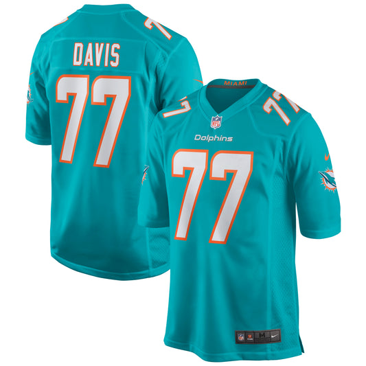 Miami Dolphins Jesse Davis Game Aqua Football Jersey product image