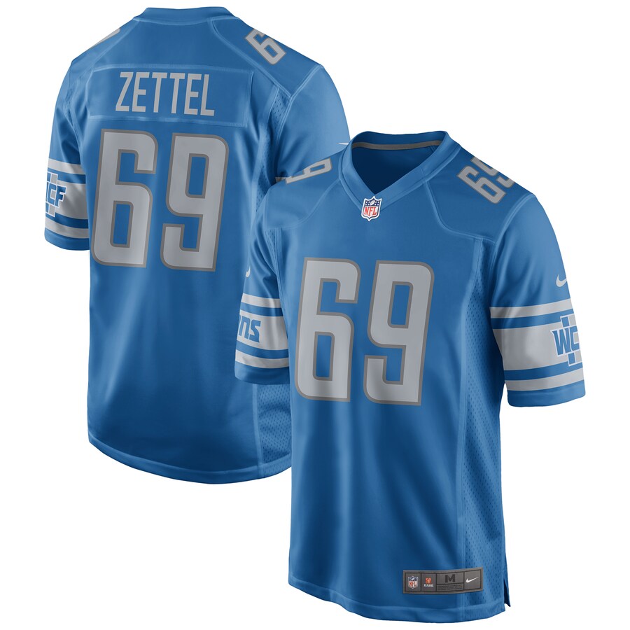 Detroit Lions Anthony Zettel Game Blue Football Jersey product image