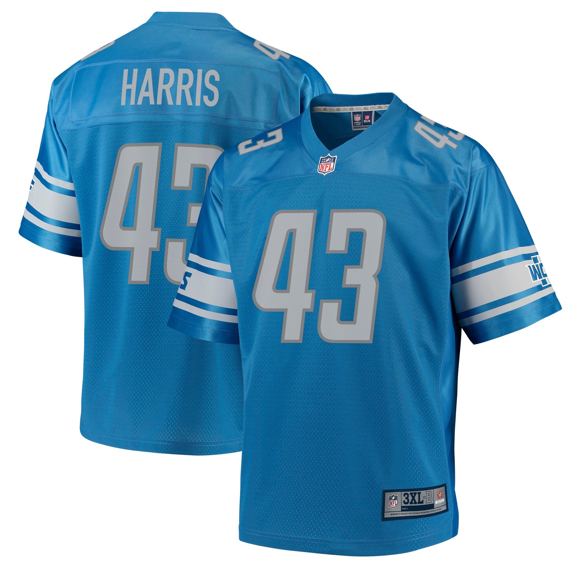 Detroit Lions Will Harris Pro Line Big & Tall Blue Football Jersey product image