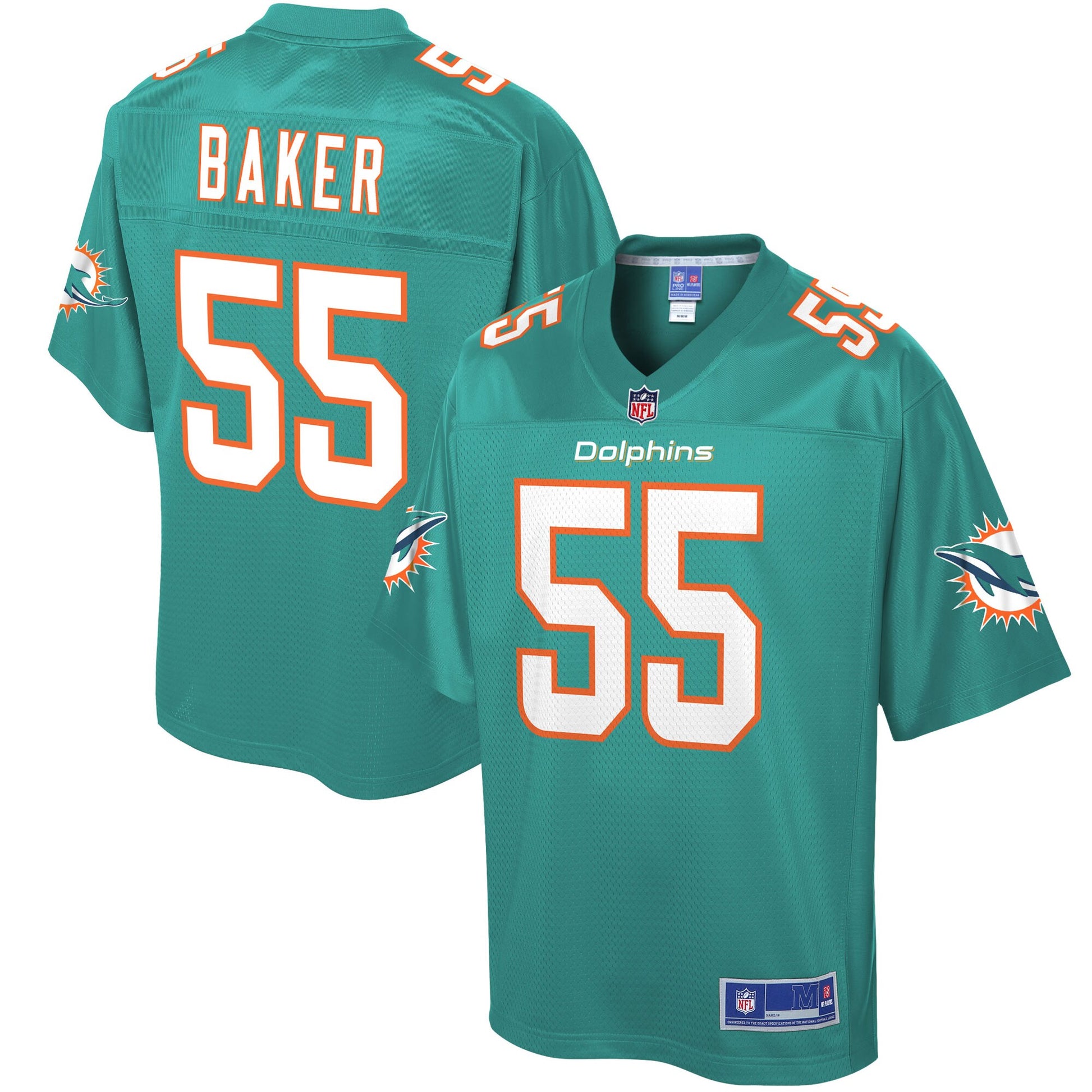 Miami Dolphins Jerome Baker Pro Line Big & Tall Aqua Football Jersey product image