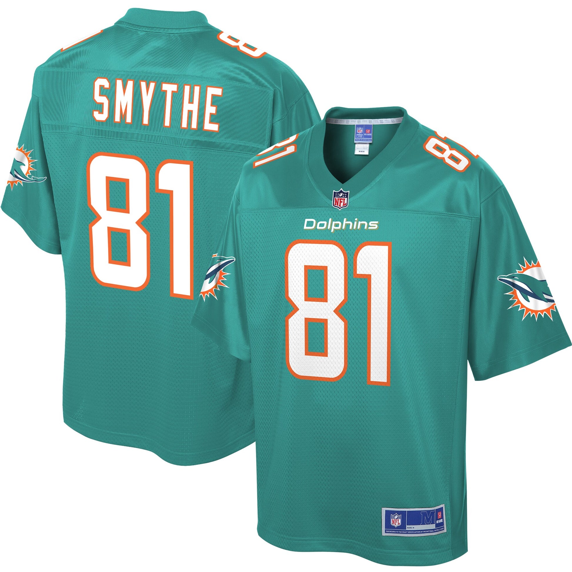 Miami Dolphins Durham Smythe Pro Line Big & Tall Aqua Football Jersey product image