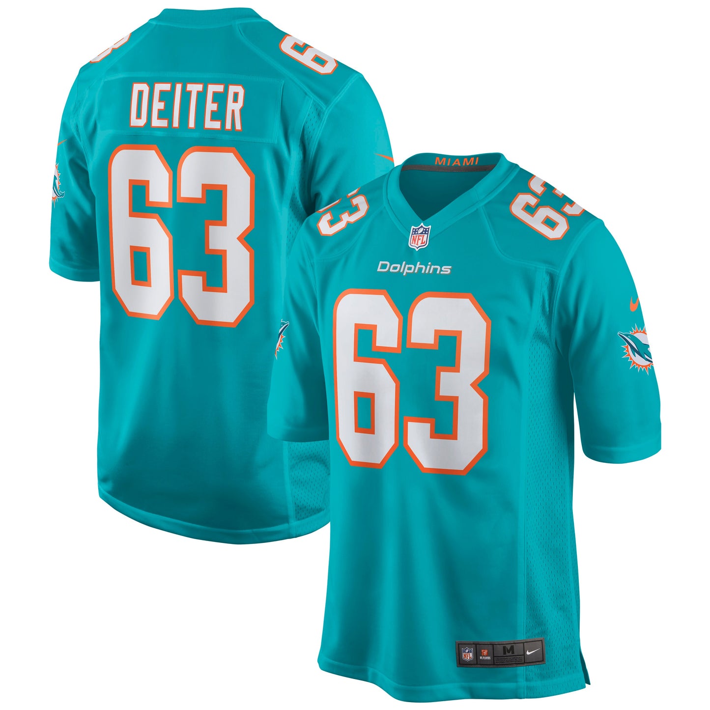 Miami Dolphins Michael Deiter Game Aqua Football Jersey product image