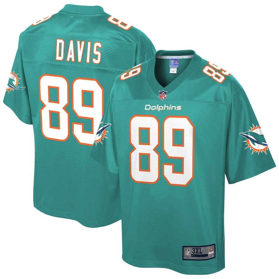Miami Dolphins Trevor Davis Pro Line Big & Tall Aqua Football Jersey product image
