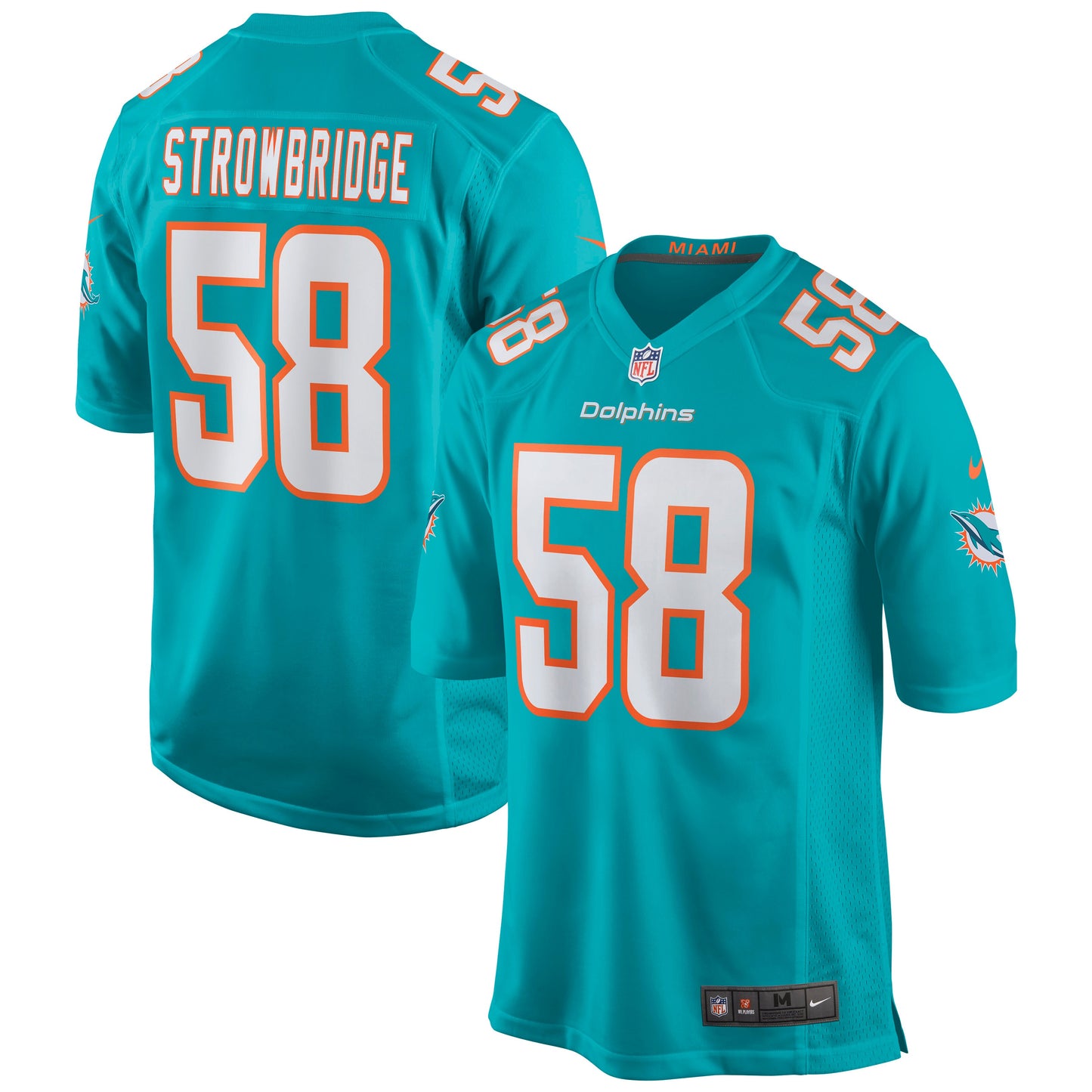 Miami Dolphins Jason Strowbridge Game Aqua Football Jersey product image