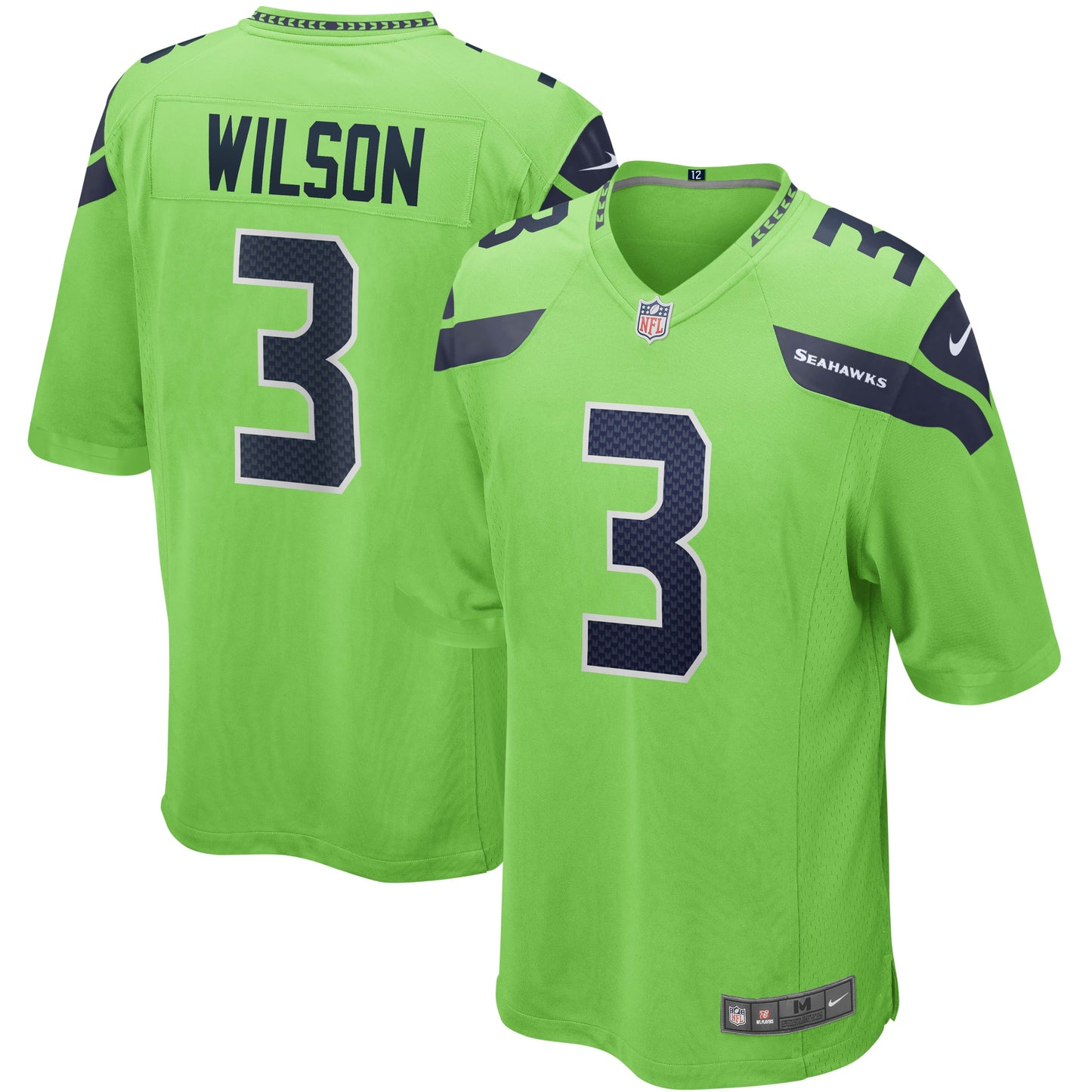 Seattle Seahawks Russell Wilson Neon 1982 Alternate Game Green Football Jersey product image