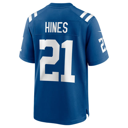 Indianapolis Colts Nyheim Hines Game Royal Football Jersey product image