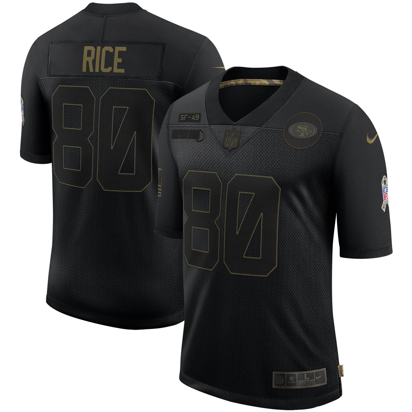 San Francisco 49ers Jerry Rice 1910 Limited Salute To Service Black Football Jersey product image