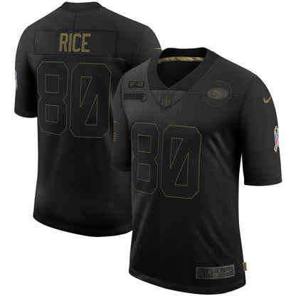 San Francisco 49ers Jerry Rice 1910 Limited Salute To Service Black Football Jersey product image