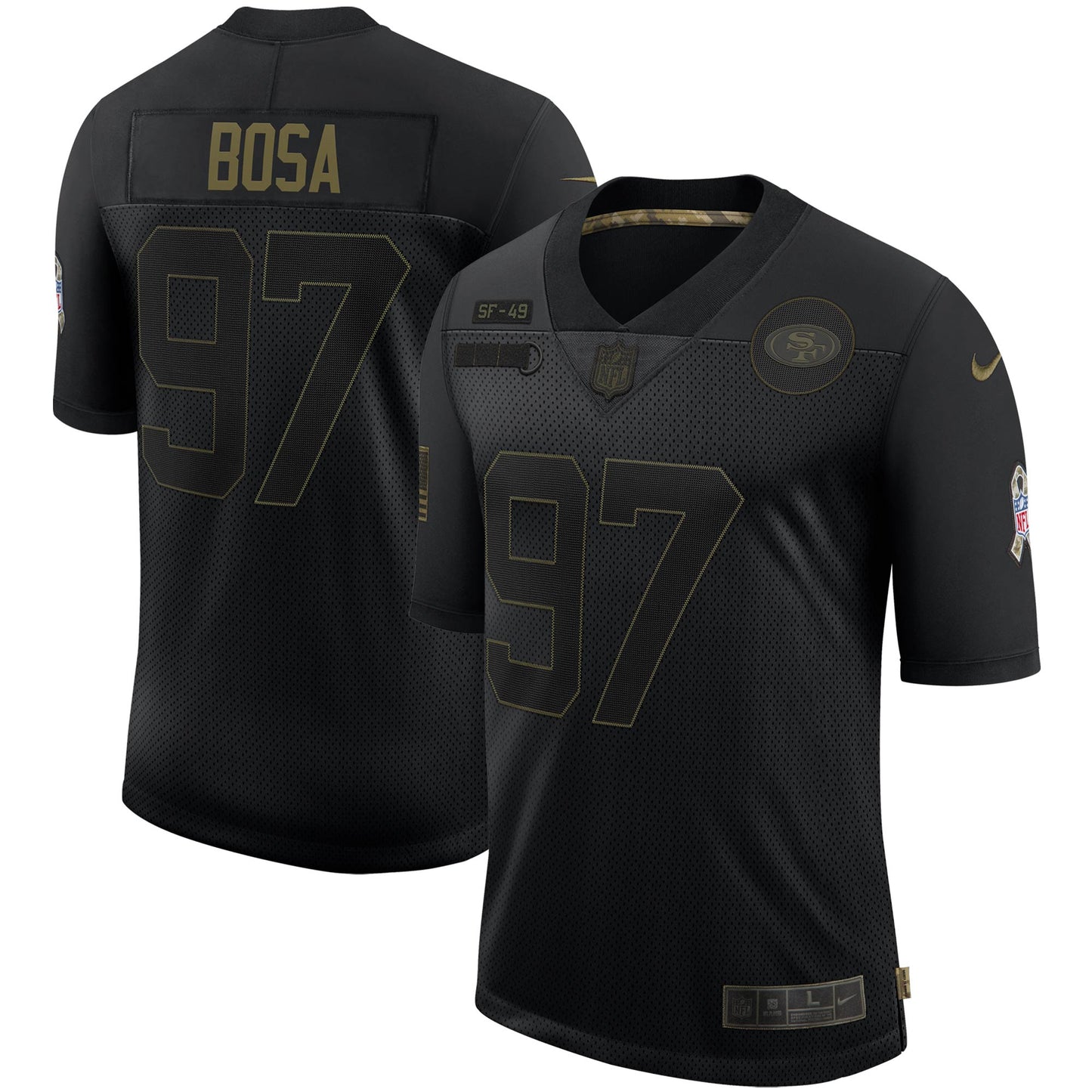 San Francisco 49ers Nick Bosa 1909 Limited Salute To Service Black Football Jersey product image