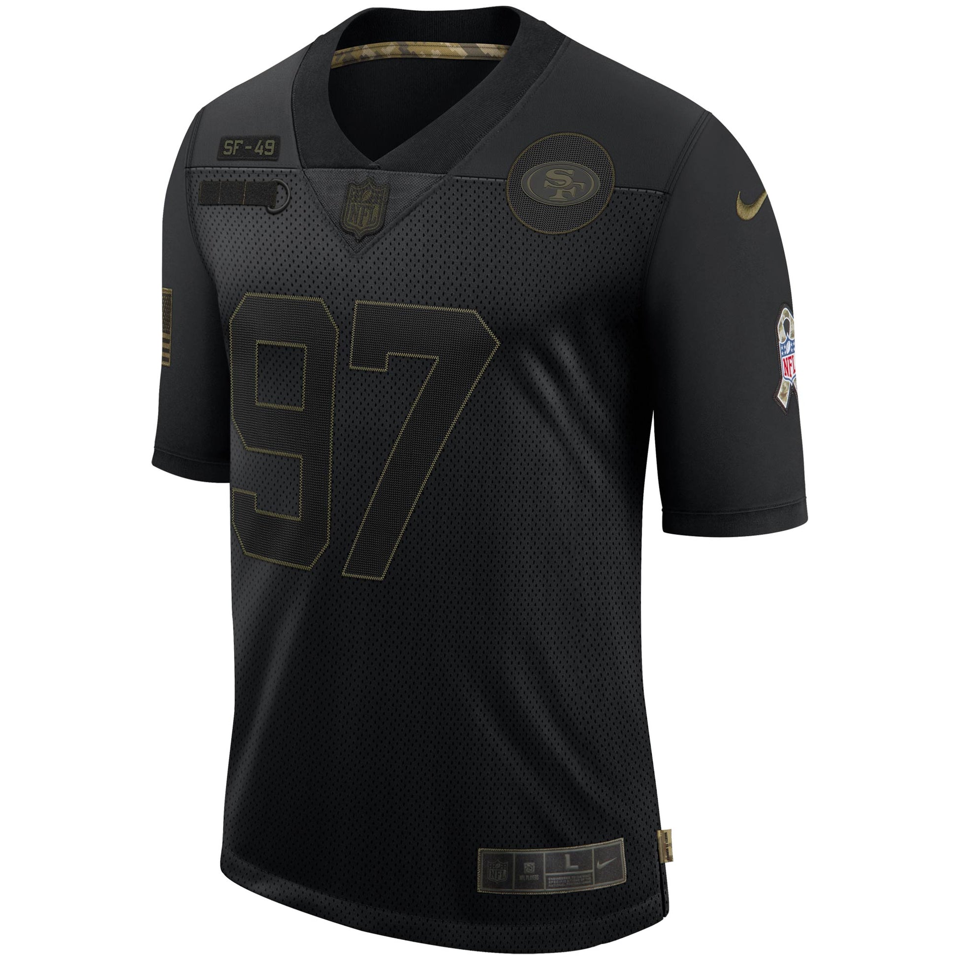 San Francisco 49ers Nick Bosa 1909 Limited Salute To Service Black Football Jersey product image