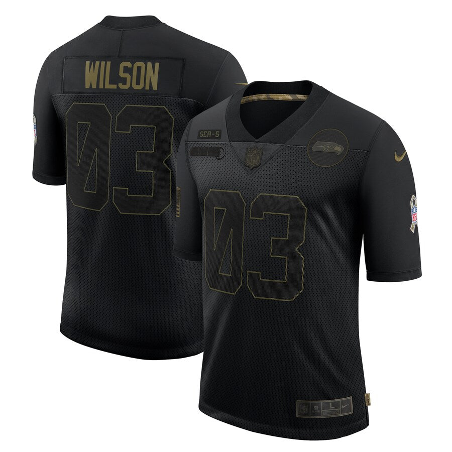 Seattle Seahawks Russell Wilson 1980 Limited Salute To Service Black Football Jersey product image
