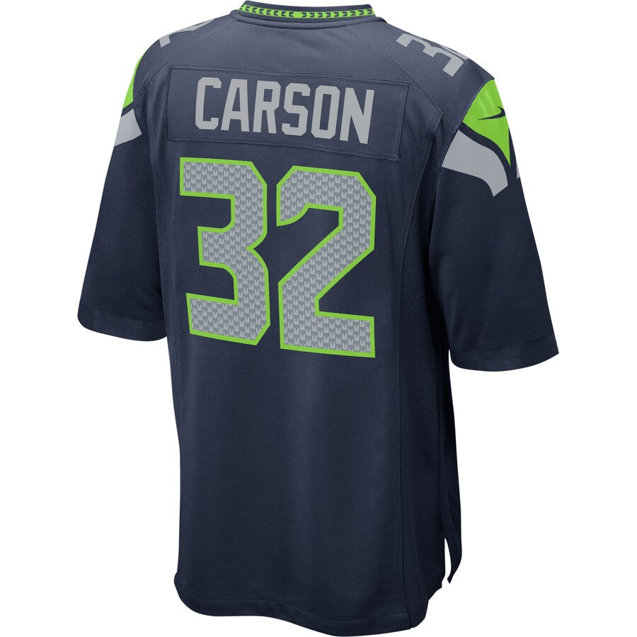 Seattle Seahawks Chris Carson 1998 Game Navy Football Jersey product image