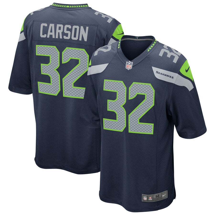 Seattle Seahawks Chris Carson 1998 Game Navy Football Jersey product image