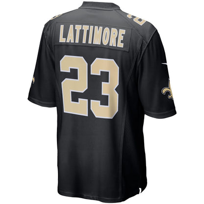 New Orleans Saints Marshon Lattimore Game Black Football Jersey product image
