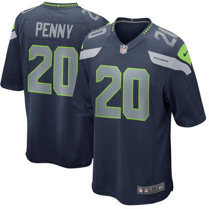 Seattle Seahawks Rashaad Penny Game Navy Football Jersey product image