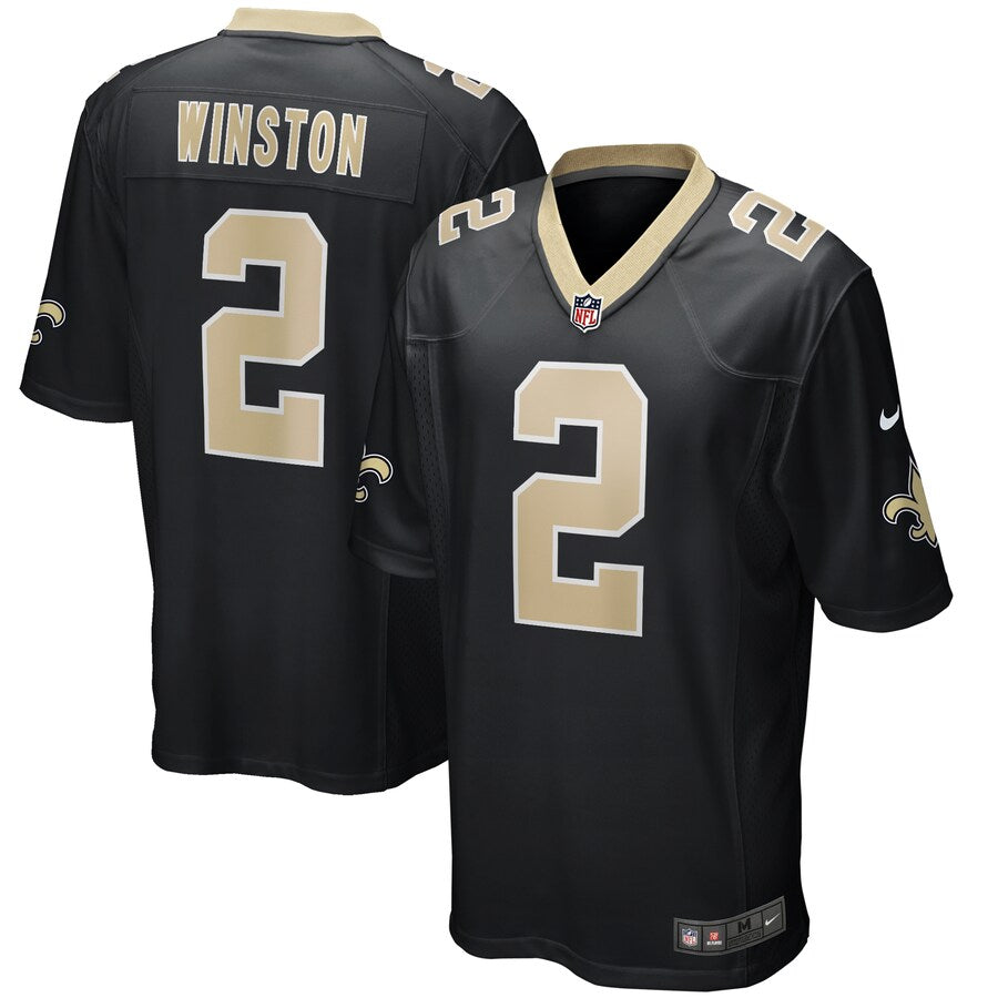 New Orleans Saints Jameis Winston Game Black Football Jersey product image