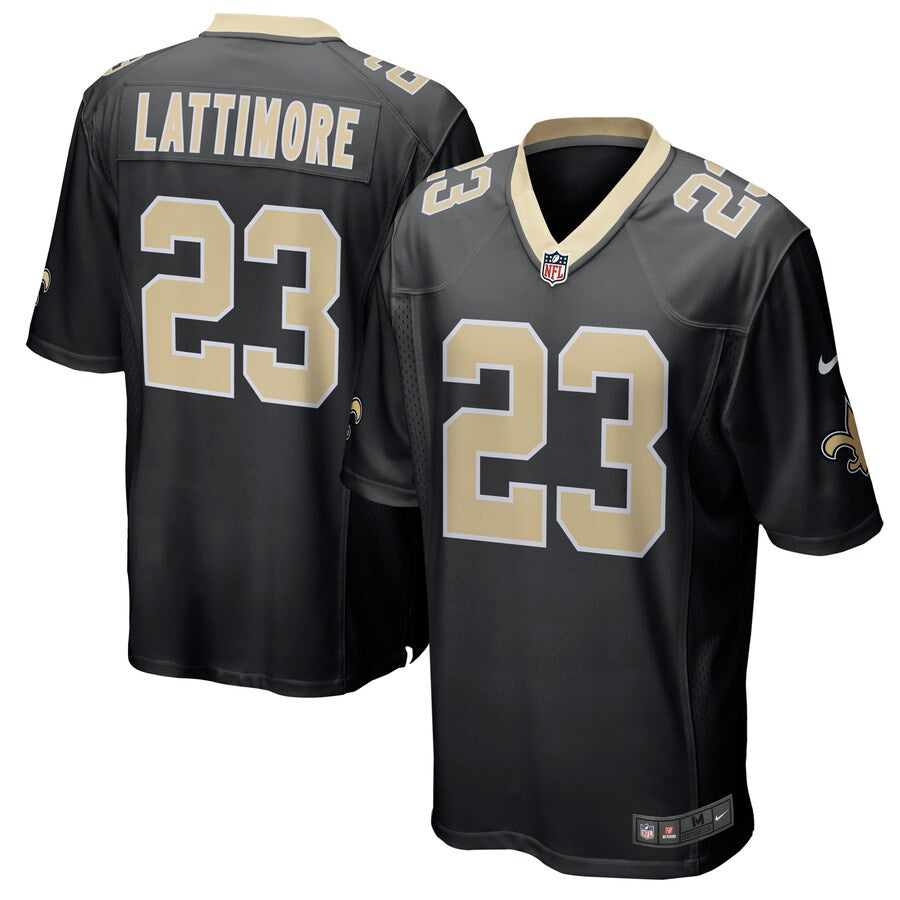 New Orleans Saints Marshon Lattimore Game Black Football Jersey product image