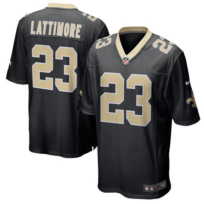 New Orleans Saints Marshon Lattimore Game Black Football Jersey product image
