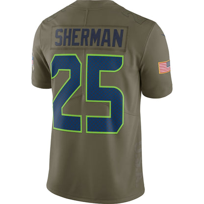Seattle Seahawks Richard Sherman Limited Salute To Service Olive Football Jersey product image