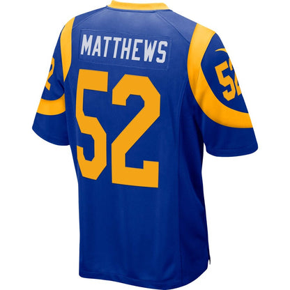 Los Angeles Rams Clay Matthews Game Royal Football Jersey product image