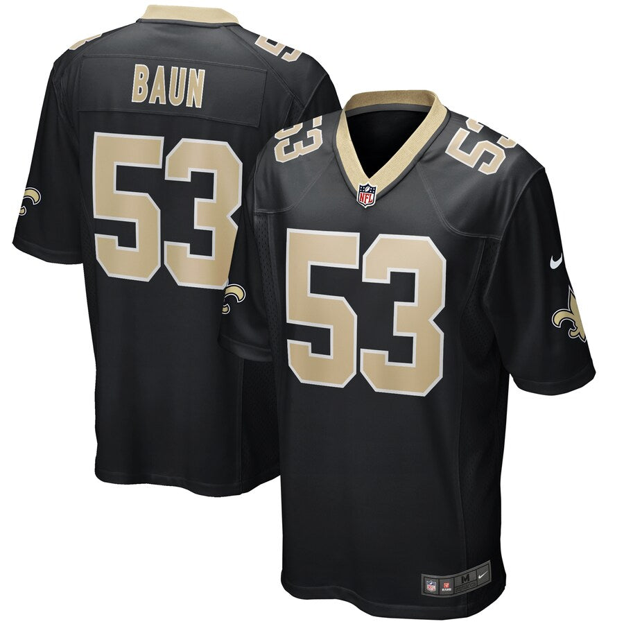 New Orleans Saints Zack Baun Game Black Football Jersey product image