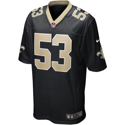 New Orleans Saints Zack Baun Game Black Football Jersey product image