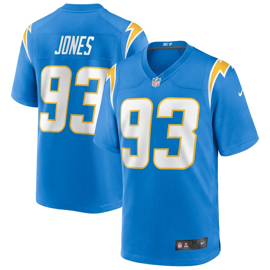 Los Angeles Chargers Justin Jones Powder Game Blue Football Jersey product image