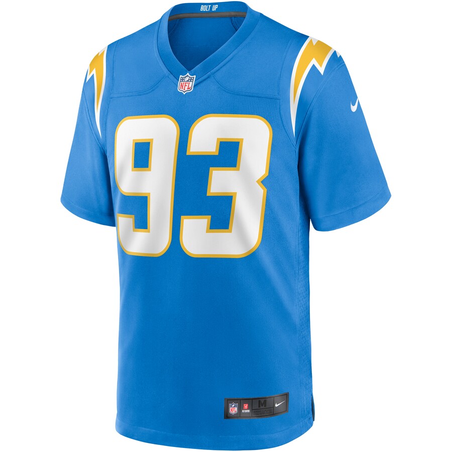 Los Angeles Chargers Justin Jones Powder Game Blue Football Jersey product image
