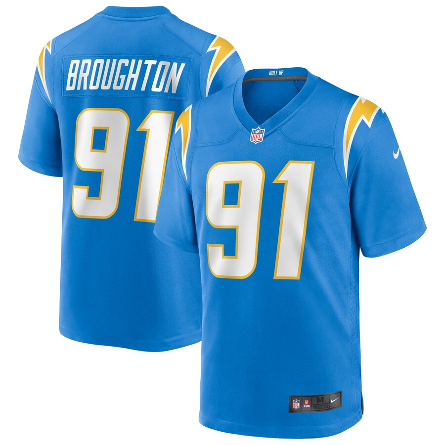 Los Angeles Chargers Cortez Broughton Powder Game Blue Football Jersey product image