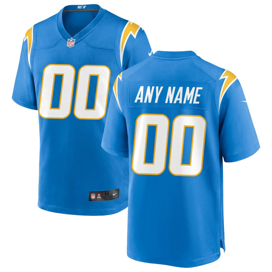 Los Angeles Chargers Powder Custom Game Blue Football Jersey product image