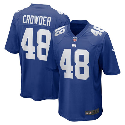 New York Giants Tae Crowder Team Game Royal Football Jersey product image