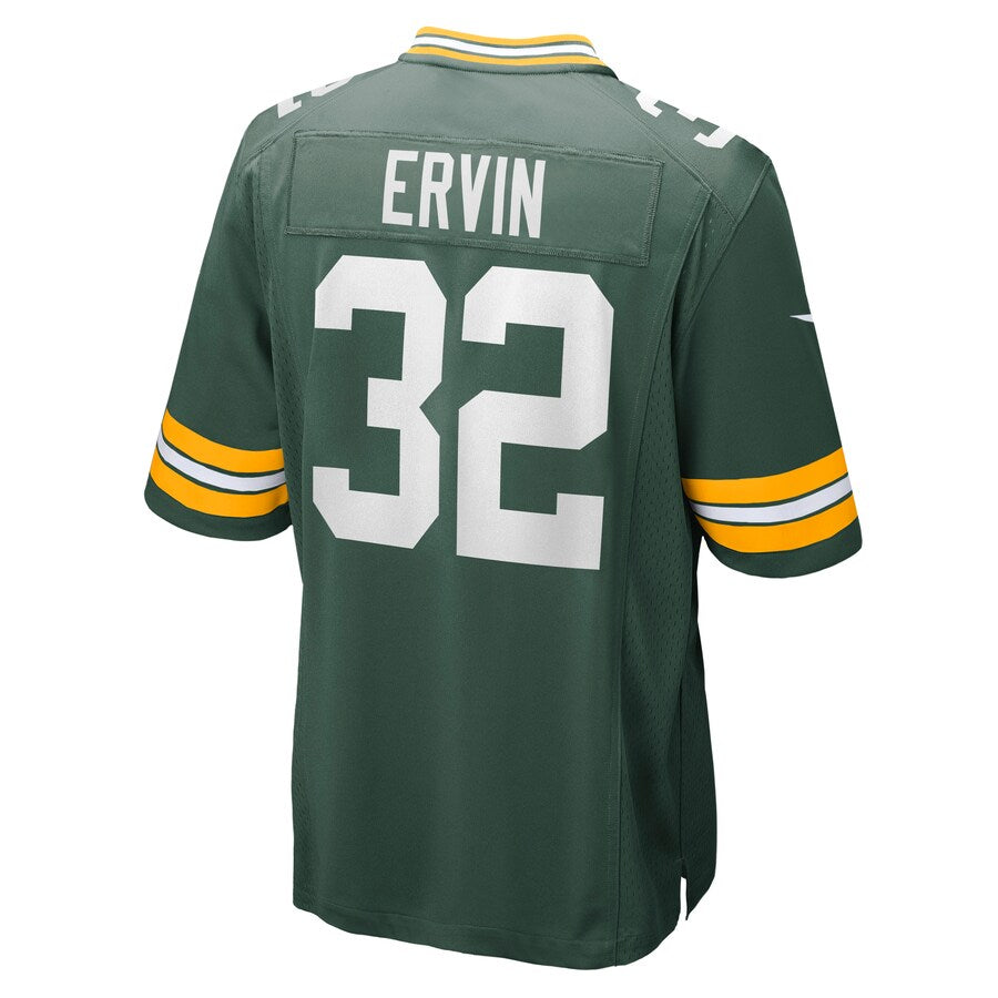 Green Bay Packers Tyler Ervin Game Green Football Jersey product image