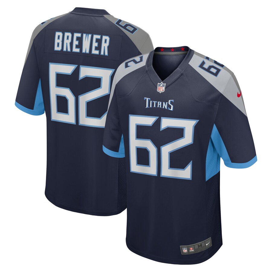 Tennessee Titans Aaron Brewer Game Navy Football Jersey product image