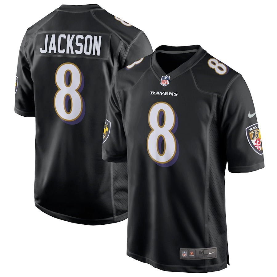 Baltimore Ravens Lamar Jackson Game Black Football Jersey product image