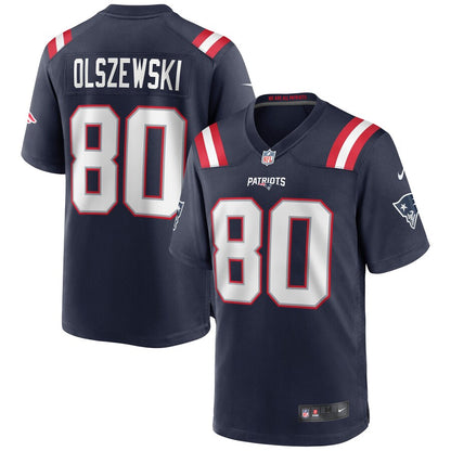 New England Patriots Gunner Olszewski Game Navy Football Jersey product image