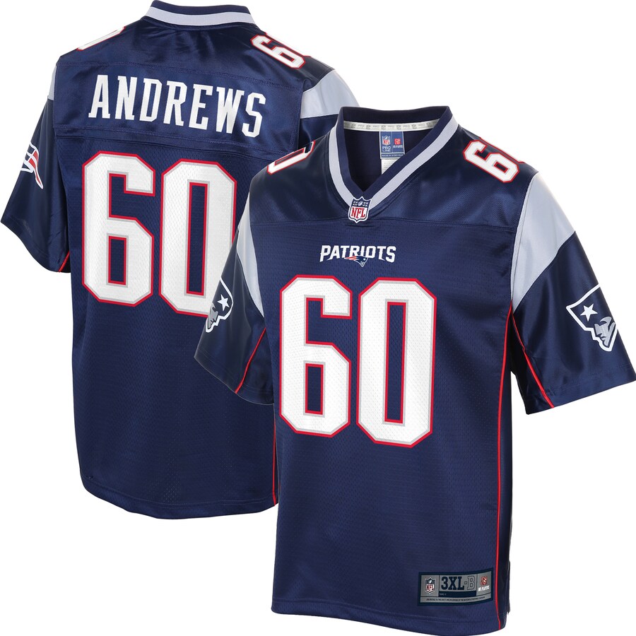 New England Patriots David Andrews Pro Line Big & Tall Navy Football Jersey product image