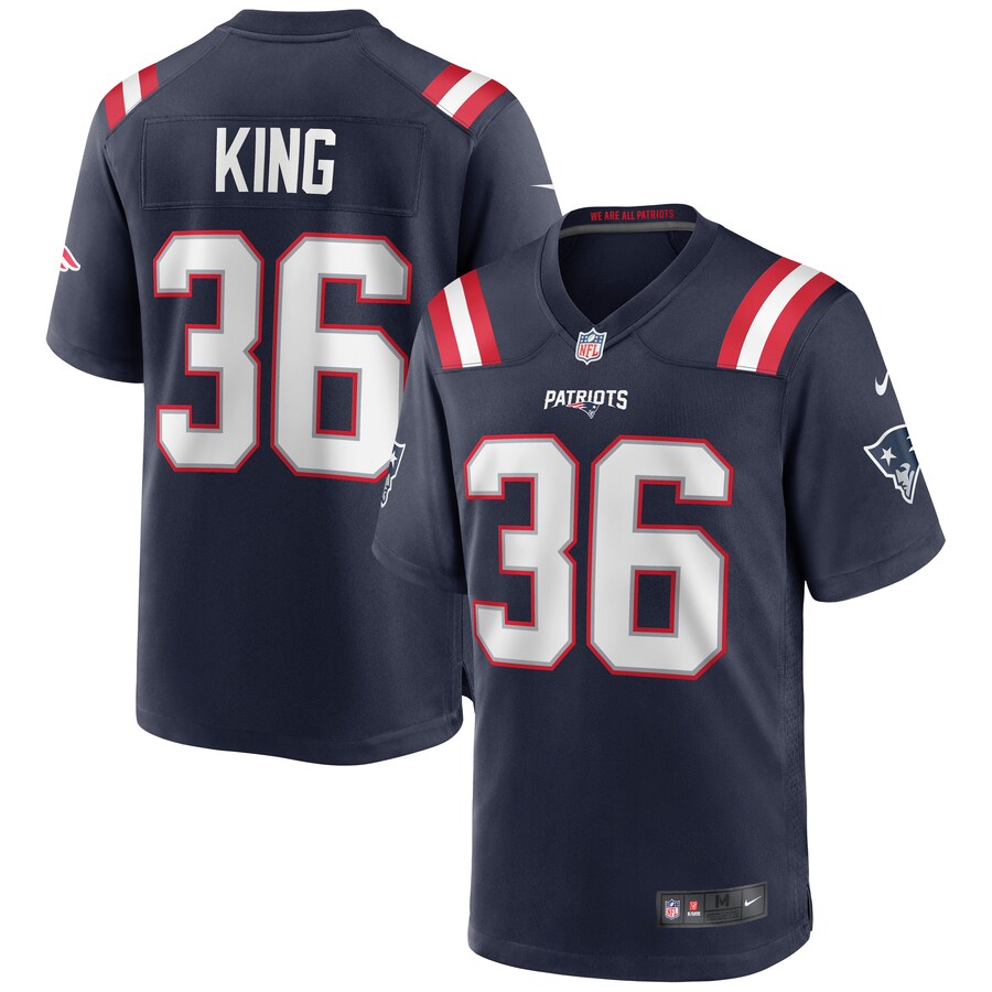 New England Patriots Brandon King Game Navy Football Jersey product image