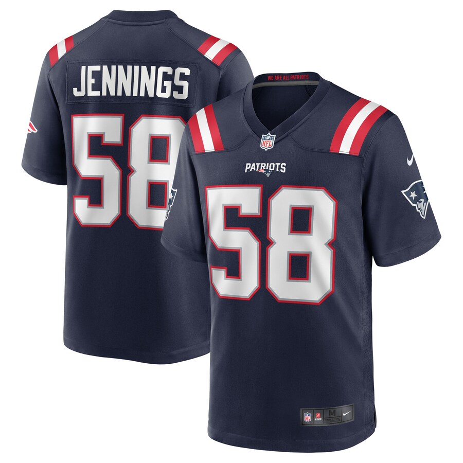New England Patriots Anfernee Jennings Team Game Navy Football Jersey product image