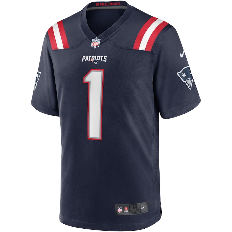 New England Patriots Cam Newton Game Navy Football Jersey product image