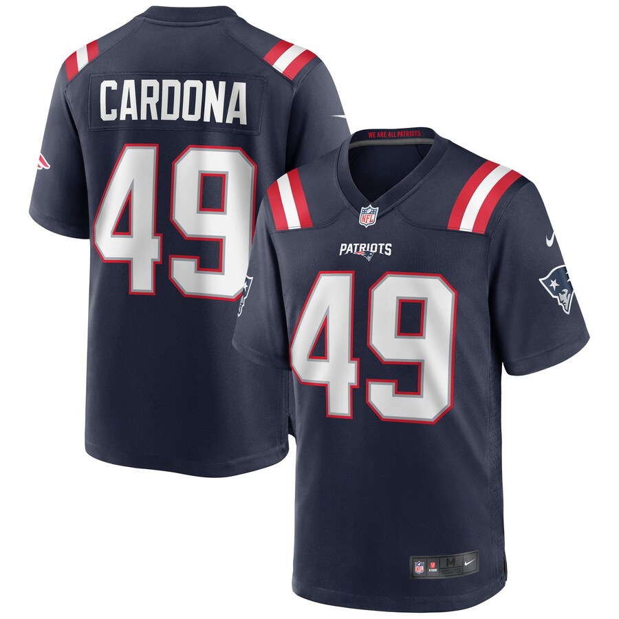 New England Patriots Joe Cardona Game Navy Football Jersey product image