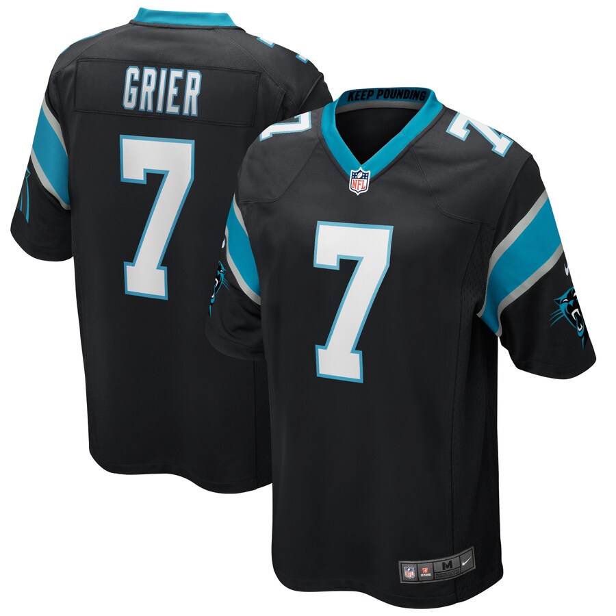Carolina Panthers Will Grier Game Black Football Jersey product image