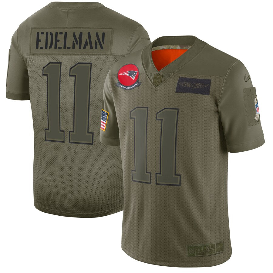 New England Patriots Julian Edelman Limited Salute To Service Olive Football Jersey product image