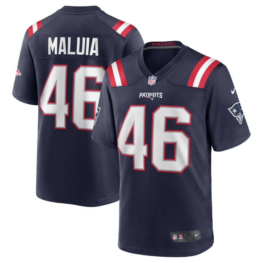 New England Patriots Cassh Maluia Team Game Navy Football Jersey product image