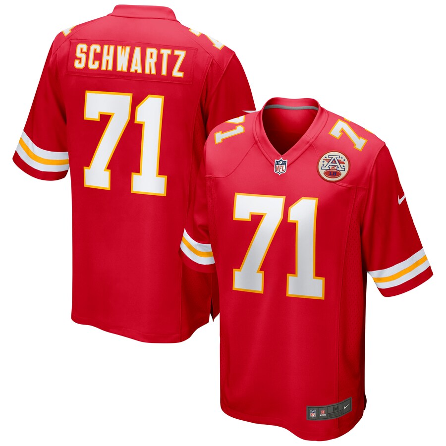 Kansas City Chiefs Mitchell Schwartz Game Red Football Jersey product image