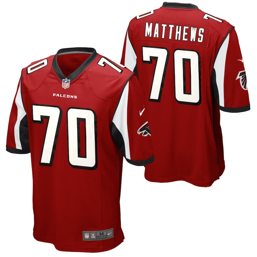 Atlanta Falcons Jake Matthews Game Red Football Jersey product image