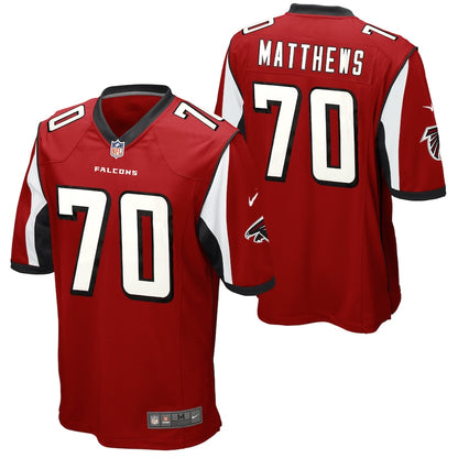 Atlanta Falcons Jake Matthews Game Red Football Jersey product image