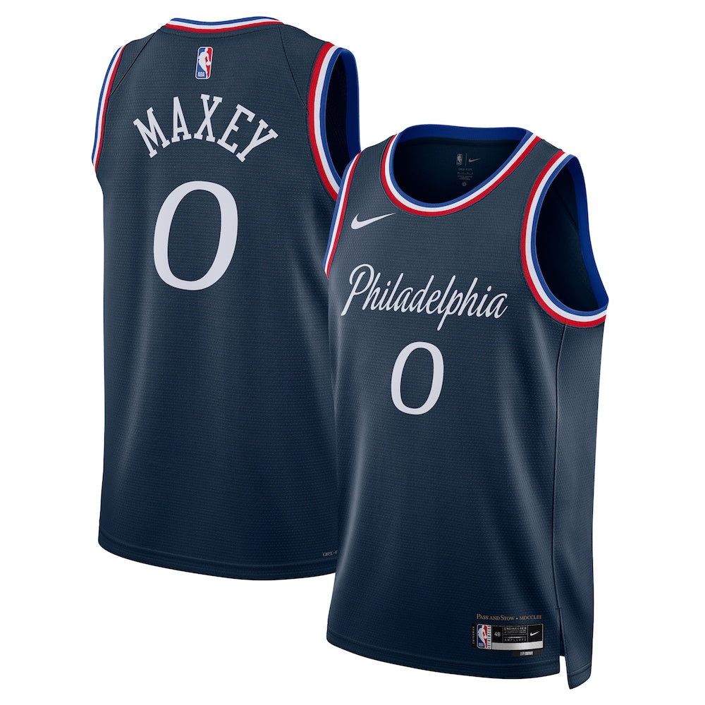 Philadelphia 76ers Tyrese Maxey 2025-26 City Edition Swingman Navy Jersey product image